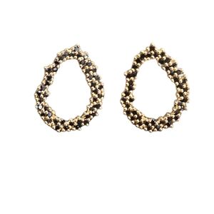 Kinsley Armelle Elegant Gold Tone and Black Mini Rhinestone Women's Earrings